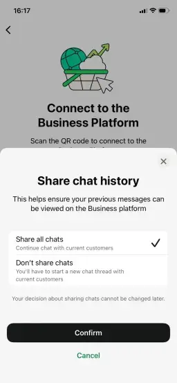 Choose chat history sharing